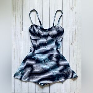 Y2K vintage navy and white acid dye play suit romper American Rag XS